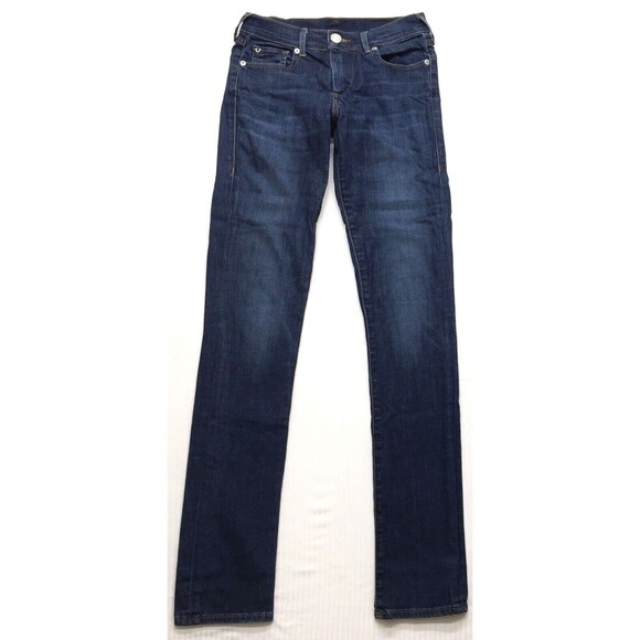 TRUE RELIGION Cora Jean Women 24 (actual 28x34) Straight Slim Stretch Blue Denim - Picture 1 of 12